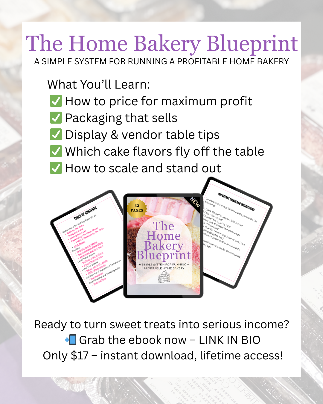 The Home Bakery Blueprint A simple system for running a profitable home bakery (32-page digital guide)